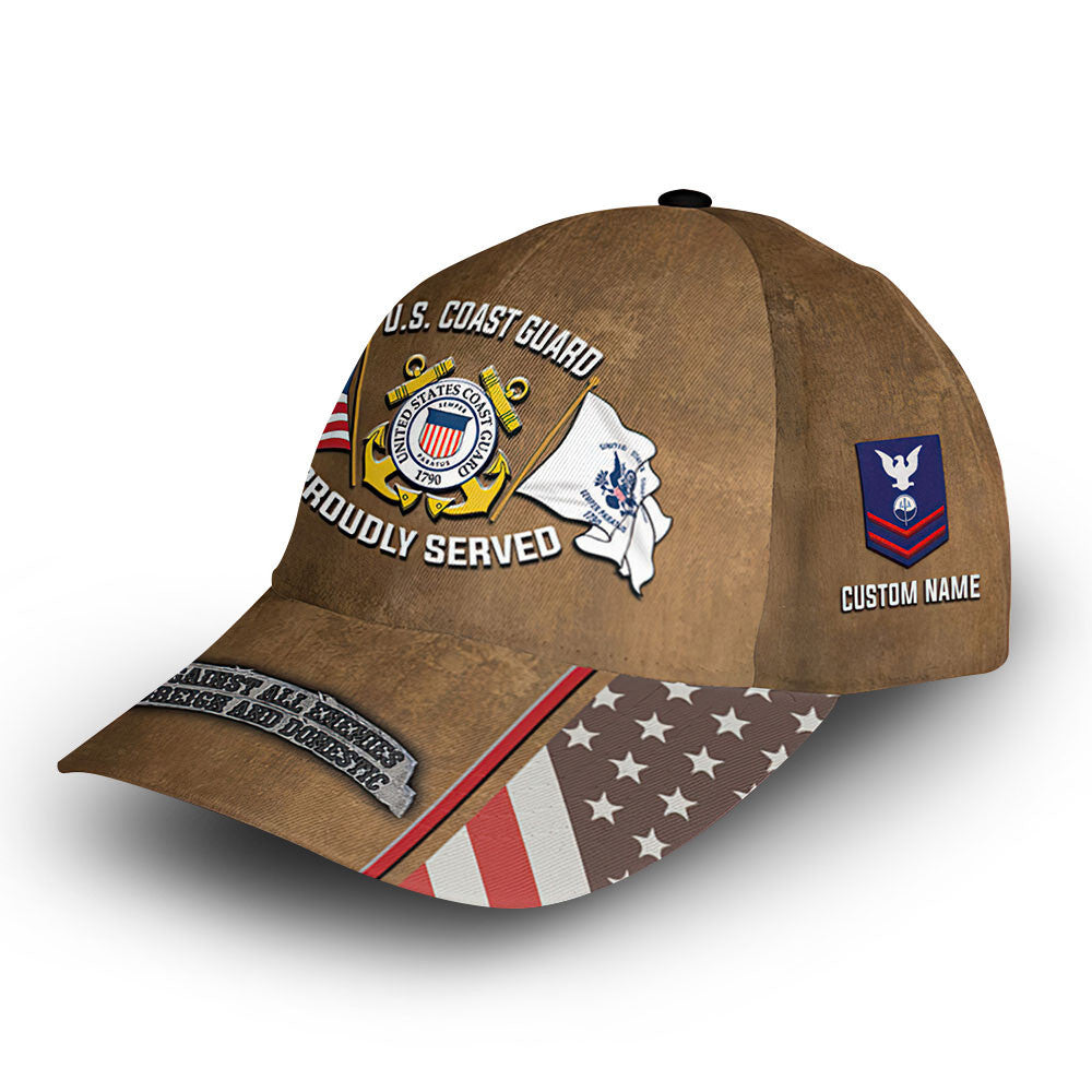 Premium Custom USCG Cap VPVC013610, Gifts For Coast Guard Veteran, Gifts For Dad, For Husband, Best Gifts On Father's Day, Armed Forces Day, Independence Day, Veterans Day.