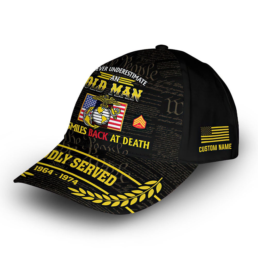 Premium Custom USMC Cap VPVC013708, Gifts For Marine Veteran, Gifts For Dad, For Husband, Best Gifts On Father's Day, Armed Forces Day, Independence Day, Veterans Day.
