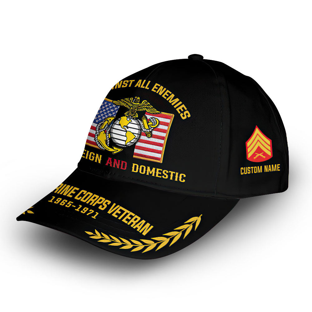 Premium USMC Cap VPVC014108, Custom Name, Rank, Year, Gifts For Marine Veteran, Best Gifts On Father's Day, Armed Forces Day, Independence Day, Veterans Day.