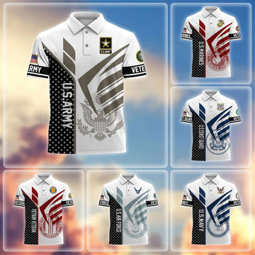 Premium US Veterans Polo Shirt BPHN240211, Gifts For US Veterans, Gifts On Father's Day, Independence Day, Armed Forces Day, Veterans Day.