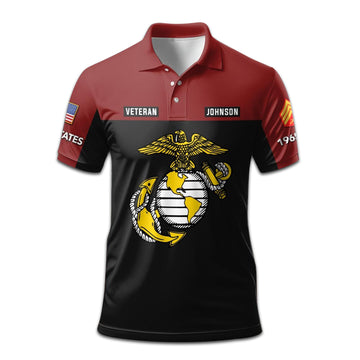 Premium Custom USMC Polo Shirt VPVC208103, Gifts For Marine Veteran, Gifts For Dad, For Husband, Best Gifts On Father's Day, Armed Forces Day, Independence Day, Veterans Day.