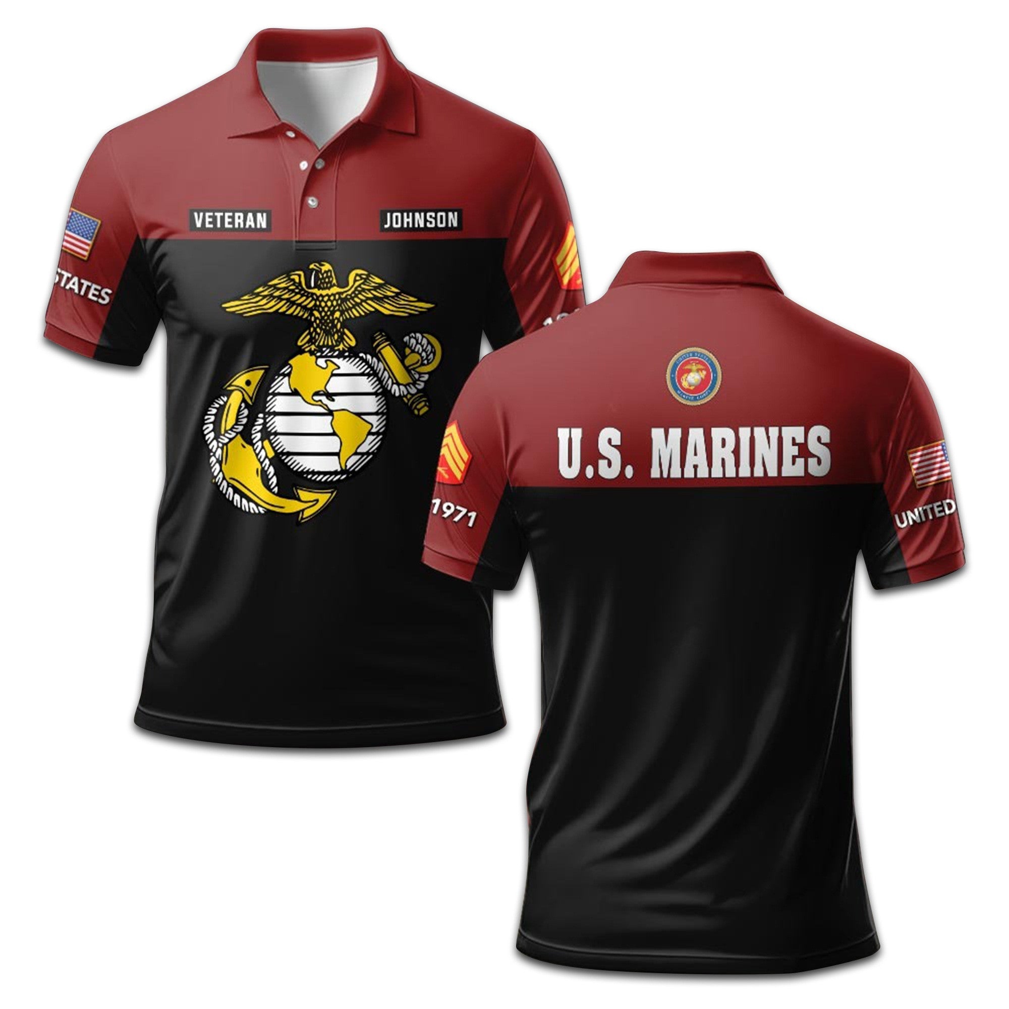 Premium Custom USMC Polo Shirt VPVC208103, Gifts For Marine Veteran, Gifts For Dad, For Husband, Best Gifts On Father's Day, Armed Forces Day, Independence Day, Veterans Day.