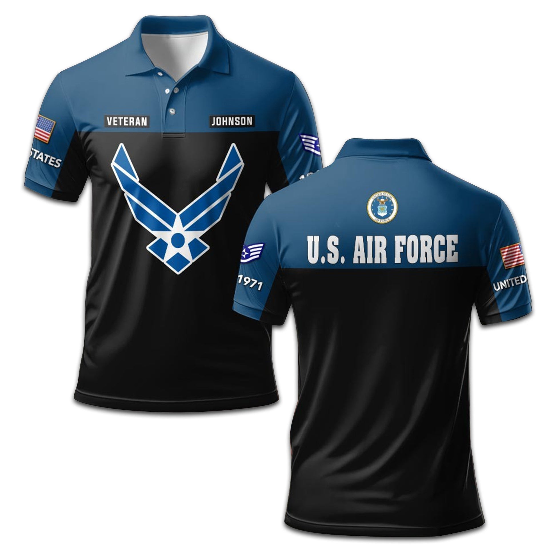 Premium Custom USAF Polo Shirt VPVC208104, Gifts For Air Force Veteran, Gifts For Dad, For Husband, Best Gifts On Father's Day, Armed Forces Day, Independence Day, Veterans Day.