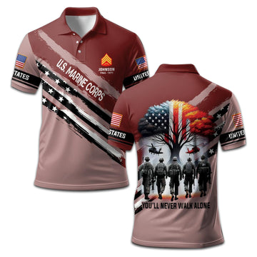 Unique Custom Name, Rank, Year, USMC Polo Shirt VPVC208203, Gifts For Marine Veteran, Gifts For Dad, For Husband, Best Gifts On Father's Day, Independence Day, Veterans Day.