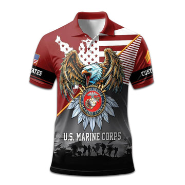 USMC Custom Polo Shirt VPVC208403, Gifts For Marine Veteran, Best Gifts On Father's Day, Armed Forces Day, Independence Day, Veterans Day.