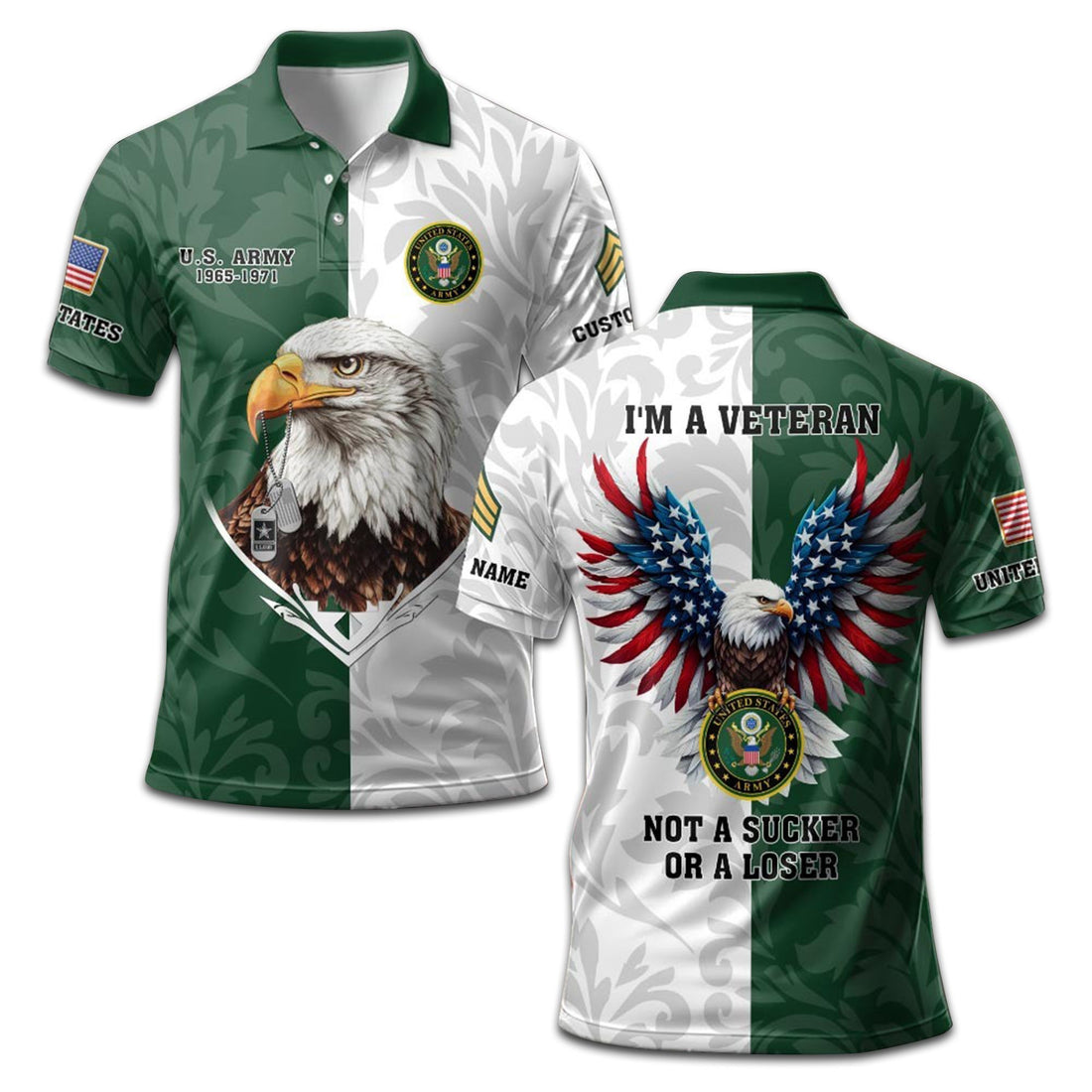 Premium US Army Polo Shirt VPVC208501, Custom Name, Rank, Year, Gifts For Army Veteran, Best Gifts On Father's Day, Armed Forces Day, Independence Day, Veterans Day.