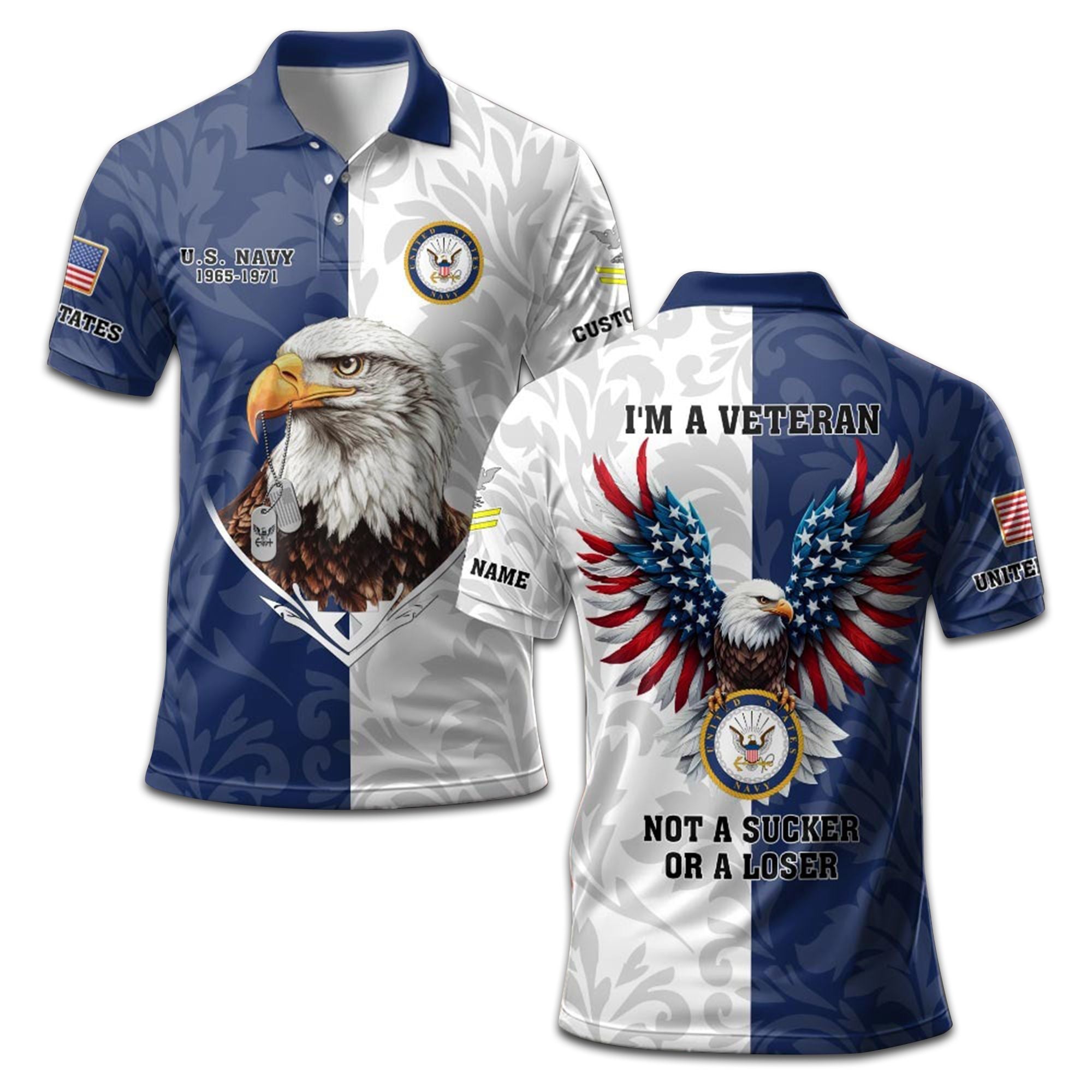 Premium US Navy Polo Shirt VPVC208502, Custom Name, Rank, Year, Gifts For Navy Veteran, Best Gifts On Father's Day, Armed Forces Day, Independence Day, Veterans Day.