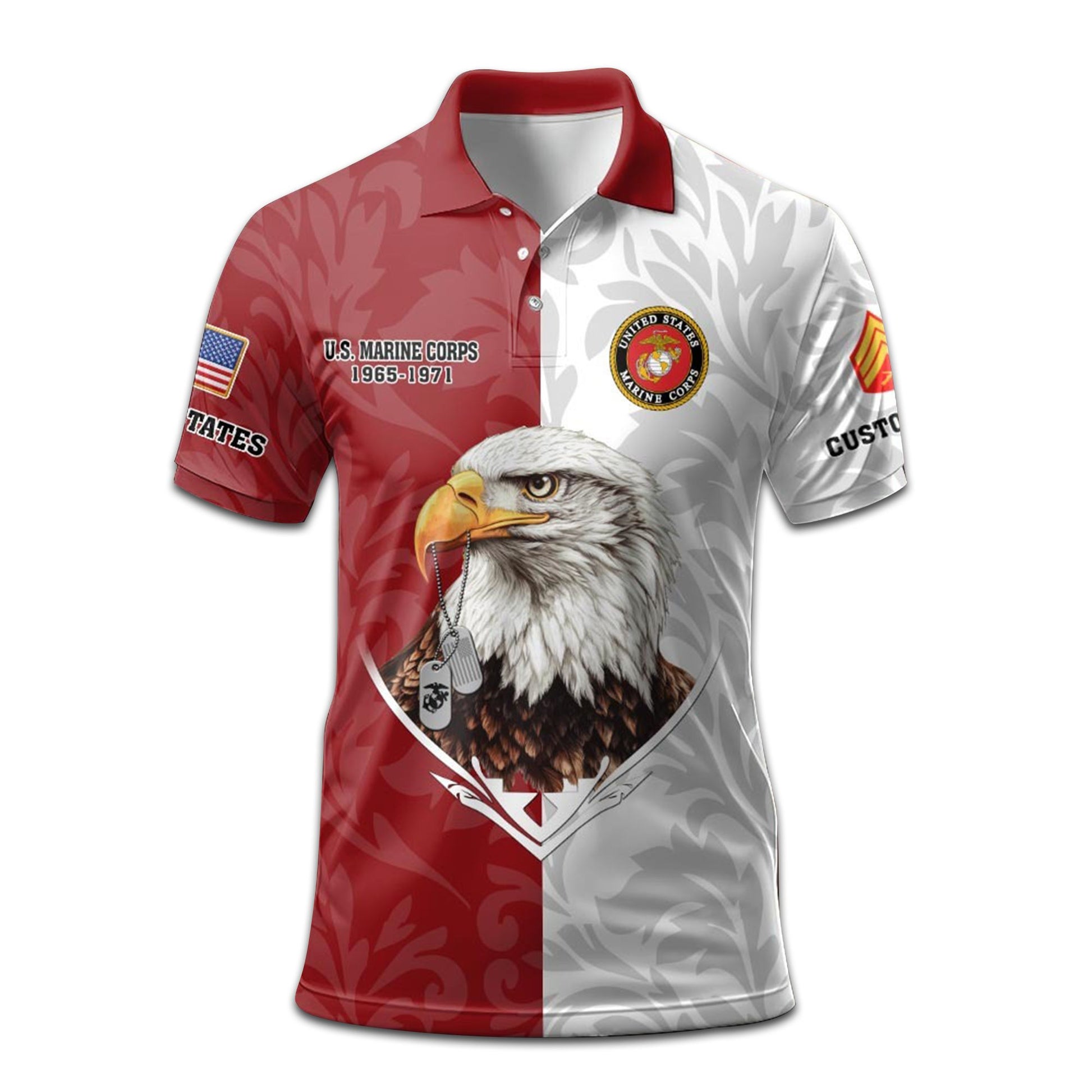 Premium USMC Polo Shirt VPVC208503, Custom Name, Rank, Year, Gifts For Marine Veteran, Best Gifts On Father's Day, Armed Forces Day, Independence Day, Veterans Day.