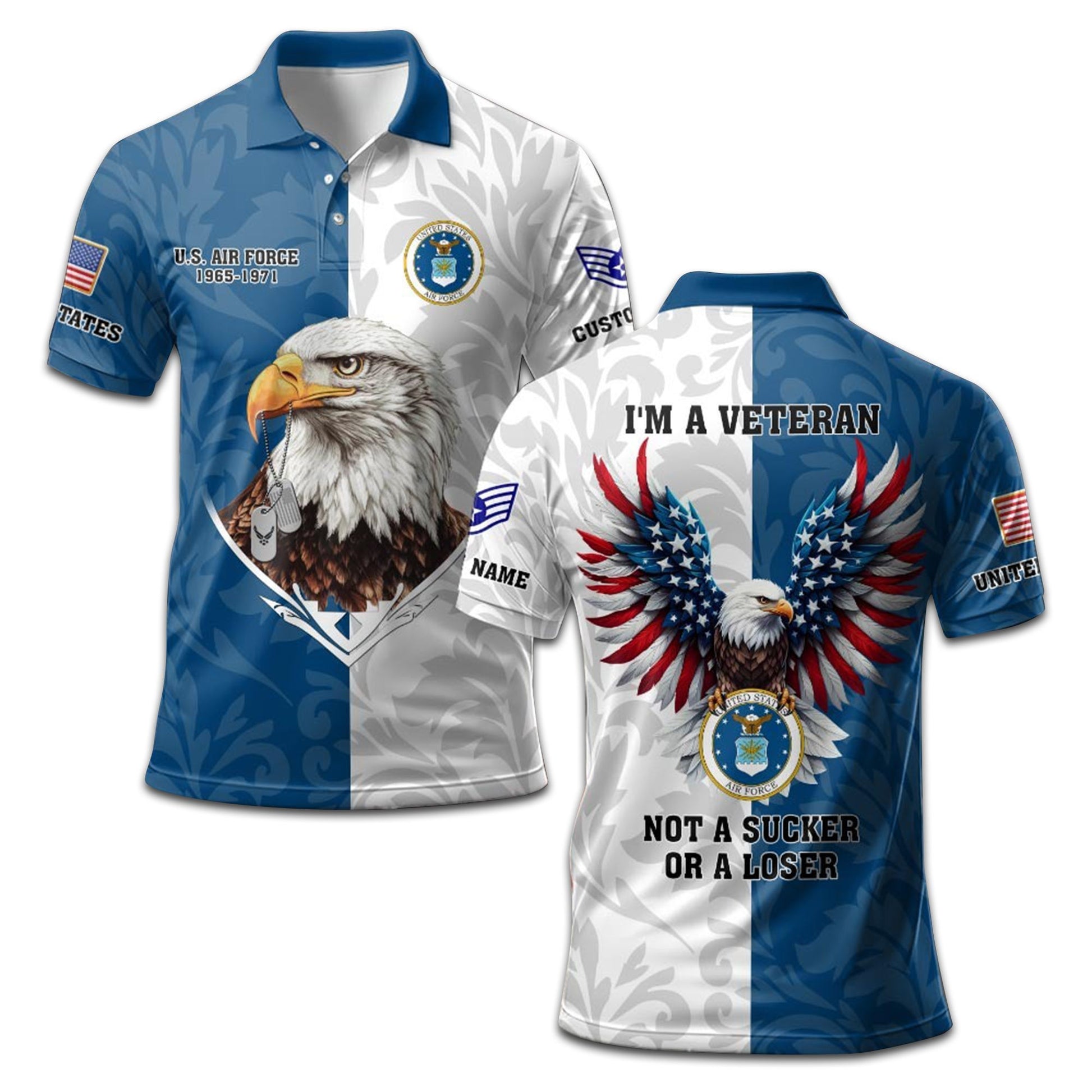 Premium USAF Polo Shirt VPVC208504, Custom Name, Rank, Year, Gifts For Air Force Veteran, Best Gifts On Father's Day, Armed Forces Day, Independence Day, Veterans Day.