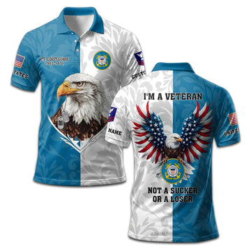 Premium USCG Polo Shirt VPVC208505, Custom Name, Rank, Year, Gifts For Coast Guard Veteran, Best Gifts On Father's Day, Armed Forces Day, Independence Day, Veterans Day.
