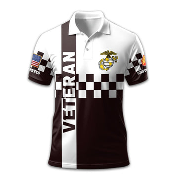 Premium Custom USMC Polo Shirt VPVC208603, Gifts For Marine Veteran, Gifts For Dad, For Husband, Best Gifts On Father's Day, Armed Forces Day, Independence Day, Veterans Day.