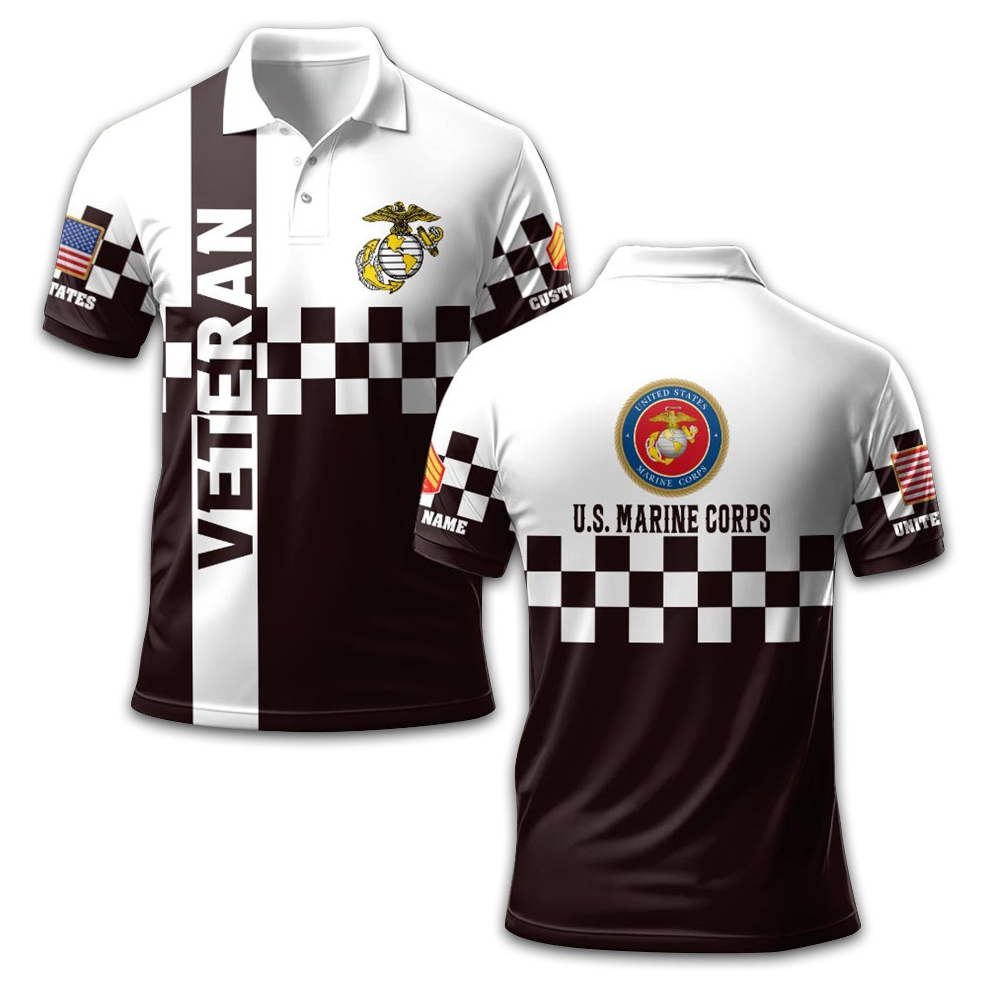 Premium Custom USMC Polo Shirt VPVC208603, Gifts For Marine Veteran, Gifts For Dad, For Husband, Best Gifts On Father's Day, Armed Forces Day, Independence Day, Veterans Day.