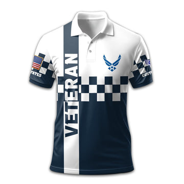 Premium Custom USAF Polo Shirt VPVC208604, Gifts For Air Force Veteran, Gifts For Dad, For Husband, Best Gifts On Father's Day, Armed Forces Day, Independence Day, Veterans Day.