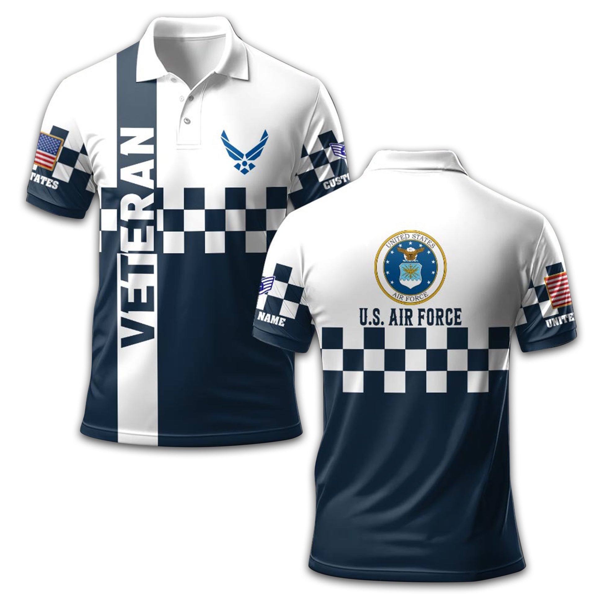 Premium Custom USAF Polo Shirt VPVC208604, Gifts For Air Force Veteran, Gifts For Dad, For Husband, Best Gifts On Father's Day, Armed Forces Day, Independence Day, Veterans Day.
