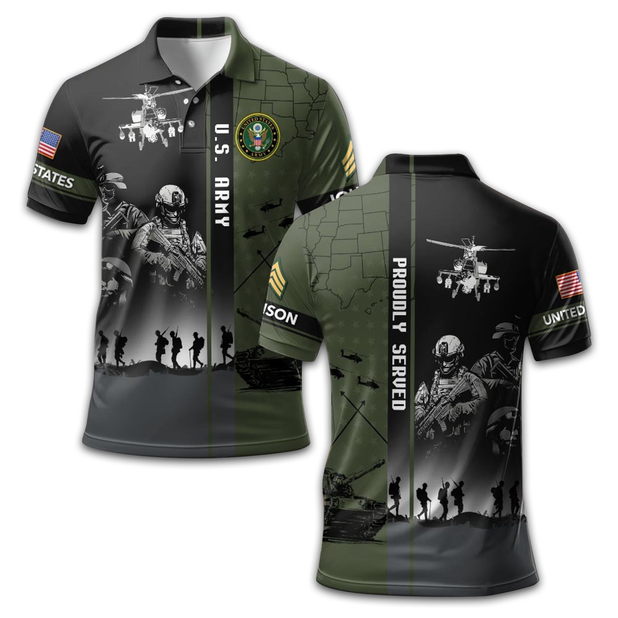 Premium Custom US Army Polo Shirt VPVC208801, Gifts For Army Veteran, Best Gifts On Father's Day, Armed Forces Day, Independence Day, Veterans Day.