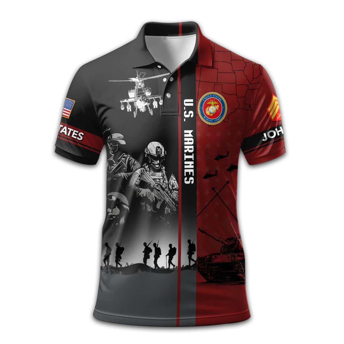 Premium Custom USMC Polo Shirt VPVC208803, Gifts For Marine Veteran, Best Gifts On Father's Day, Armed Forces Day, Independence Day, Veterans Day.
