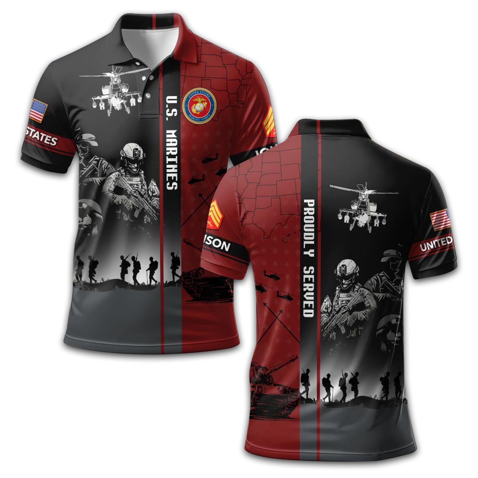 Premium Custom USMC Polo Shirt VPVC208803, Gifts For Marine Veteran, Best Gifts On Father's Day, Armed Forces Day, Independence Day, Veterans Day.