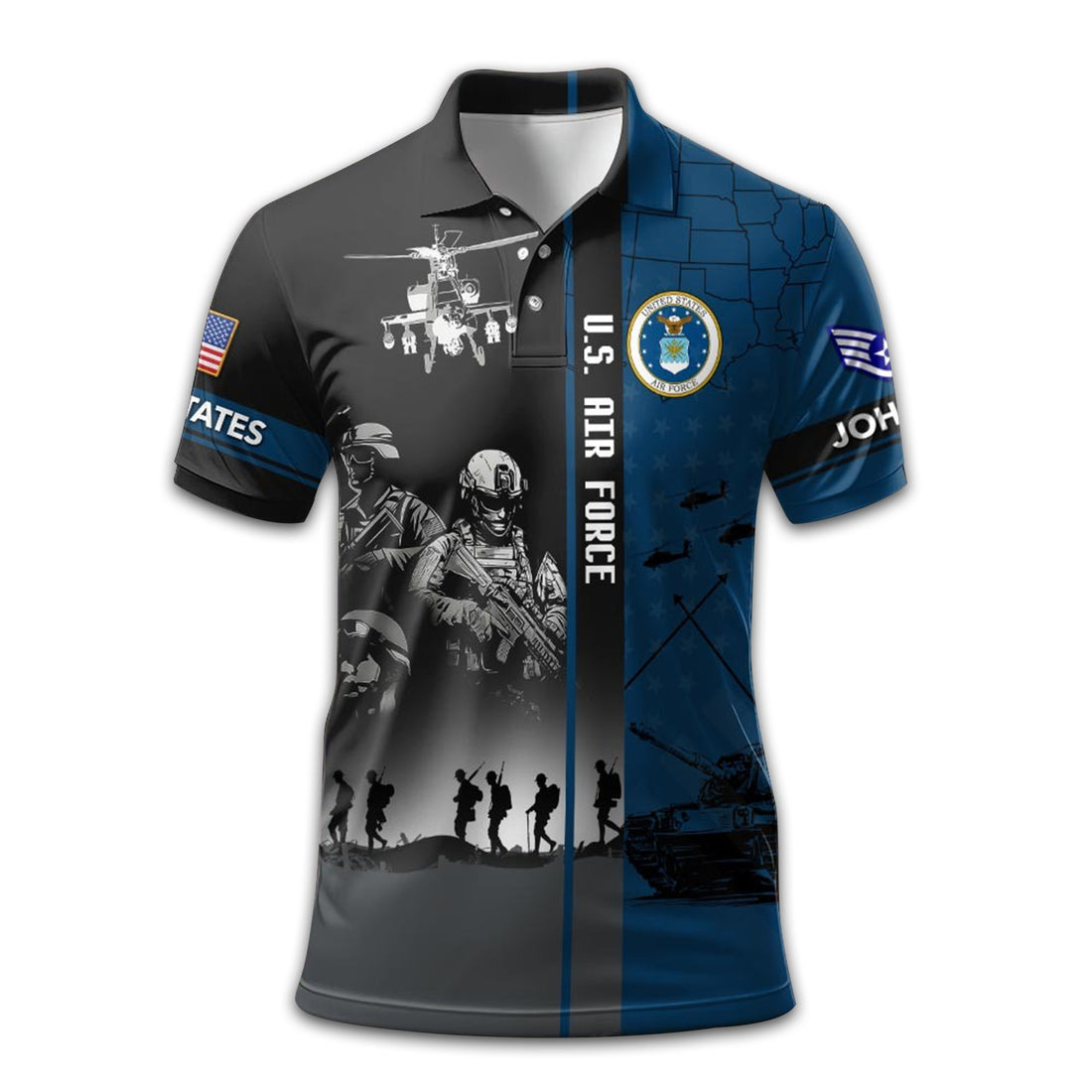 Premium Custom USAF Polo Shirt VPVC208804, Gifts For Air Force Veteran, Best Gifts On Father's Day, Armed Forces Day, Independence Day, Veterans Day.