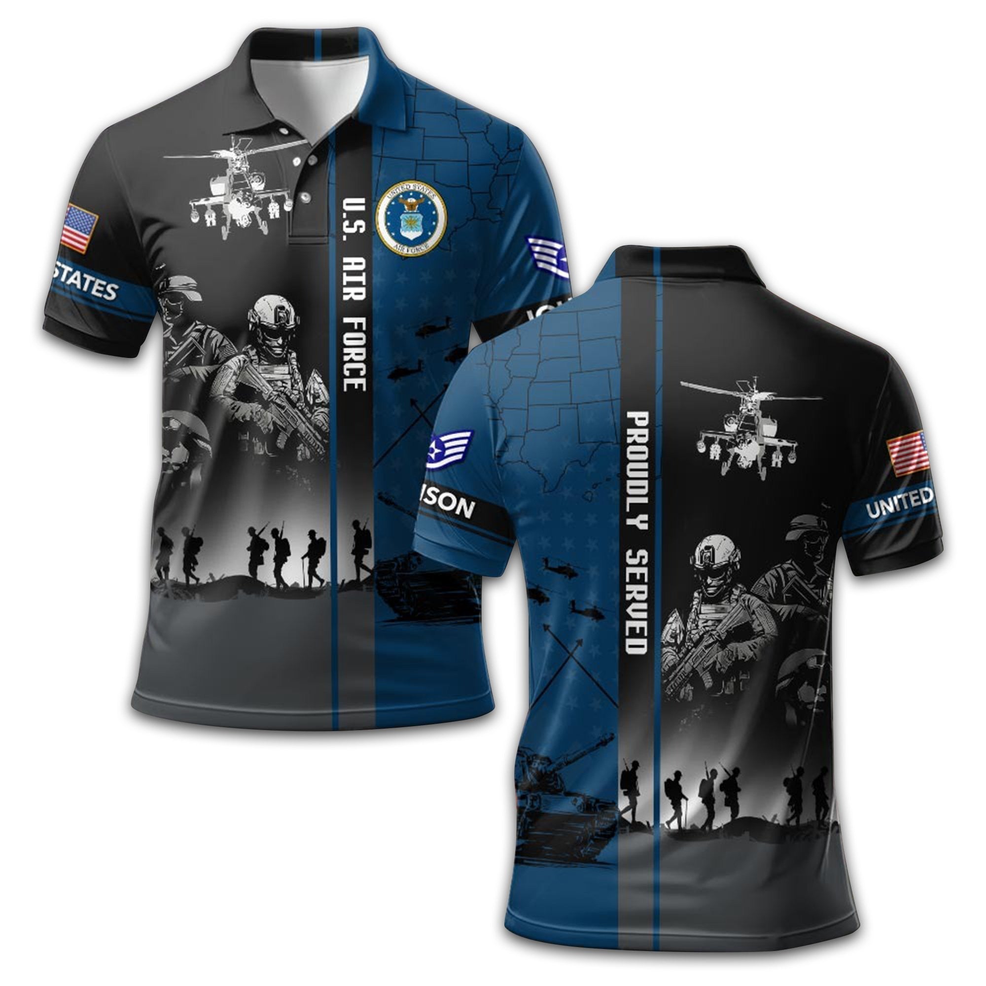 Premium Custom USAF Polo Shirt VPVC208804, Gifts For Air Force Veteran, Best Gifts On Father's Day, Armed Forces Day, Independence Day, Veterans Day.