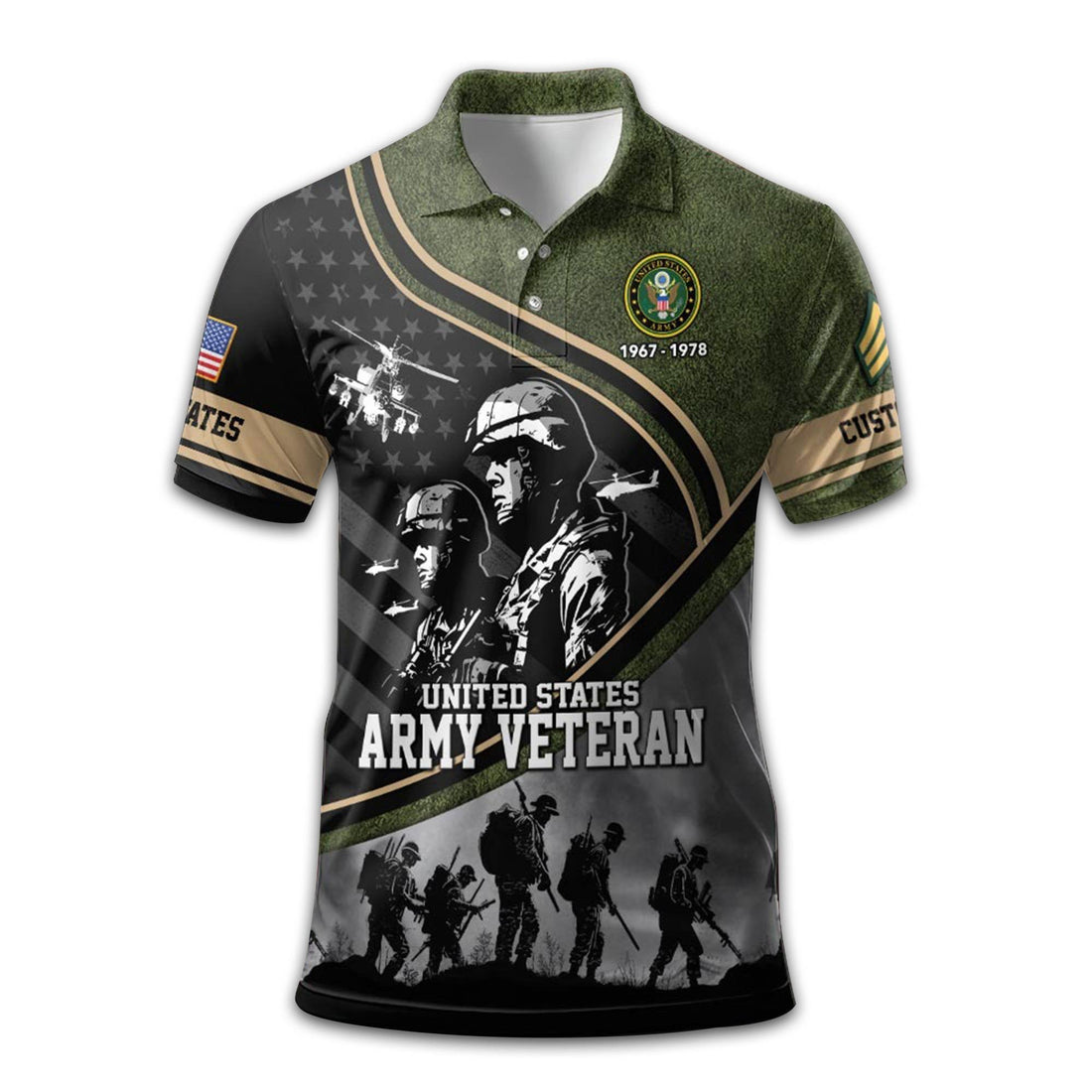 Premium US Army Polo Shirt VPVC209001, Custom Name, Rank, Year, Gifts For Army Veteran, Best Gifts On Father's Day, Armed Forces Day, Independence Day, Veterans Day.