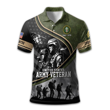 Premium US Army Polo Shirt VPVC209001, Custom Name, Rank, Year, Gifts For Army Veteran, Best Gifts On Father's Day, Armed Forces Day, Independence Day, Veterans Day.