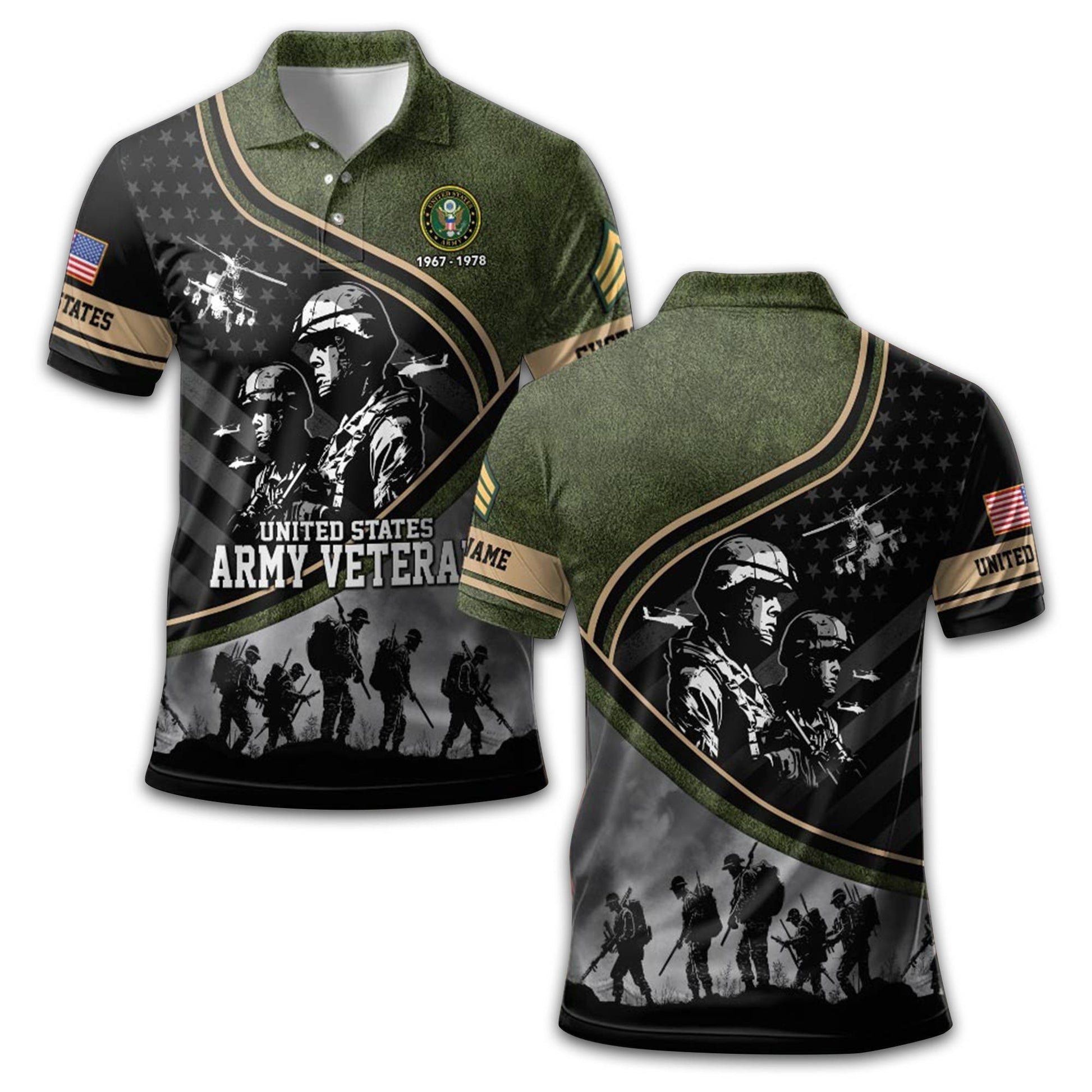 Premium US Army Polo Shirt VPVC209001, Custom Name, Rank, Year, Gifts For Army Veteran, Best Gifts On Father's Day, Armed Forces Day, Independence Day, Veterans Day.