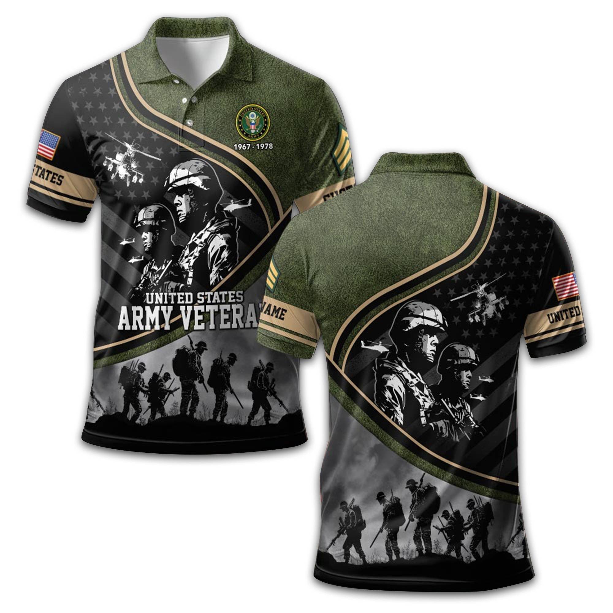 Premium US Army Polo Shirt VPVC209001, Custom Name, Rank, Year, Gifts For Army Veteran, Best Gifts On Father's Day, Armed Forces Day, Independence Day, Veterans Day.