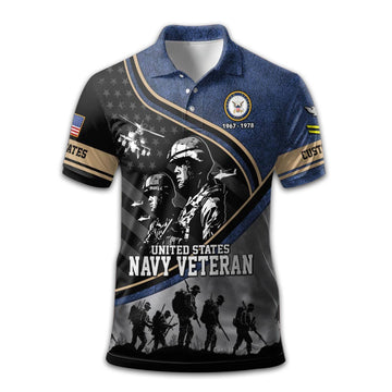 Premium US Navy Polo Shirt VPVC209002, Custom Name, Rank, Year, Gifts For Navy Veteran, Best Gifts On Father's Day, Armed Forces Day, Independence Day, Veterans Day.