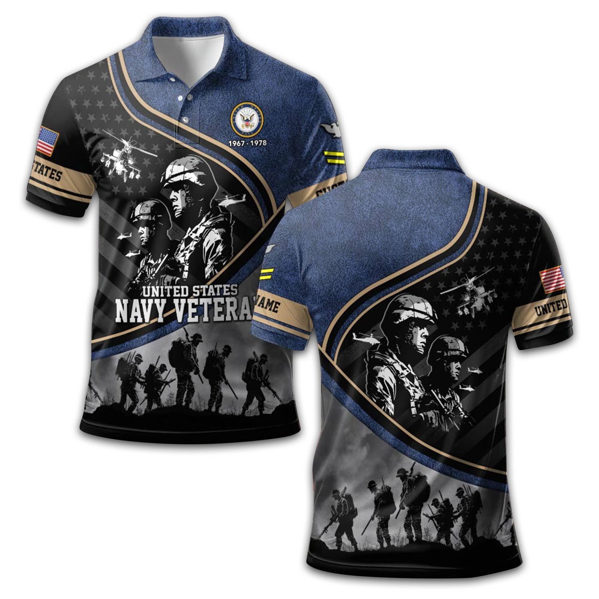 Premium US Navy Polo Shirt VPVC209002, Custom Name, Rank, Year, Gifts For Navy Veteran, Best Gifts On Father's Day, Armed Forces Day, Independence Day, Veterans Day.