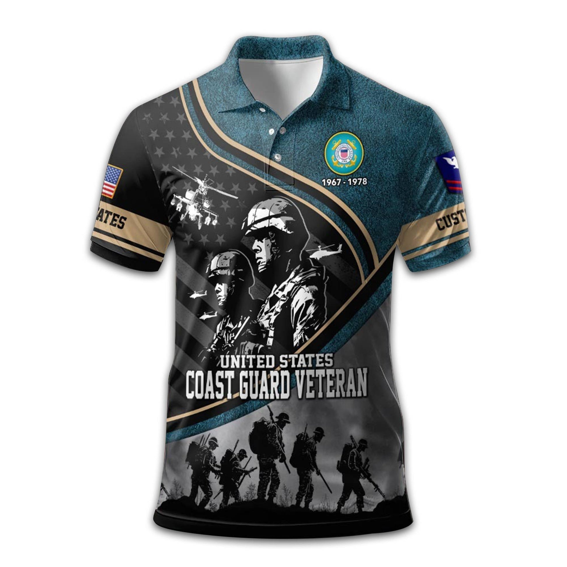 Premium USCG Polo Shirt VPVC209005, Custom Name, Rank, Year, Gifts For Coast Guard Veteran, Best Gifts On Father's Day, Armed Forces Day, Independence Day, Veterans Day.