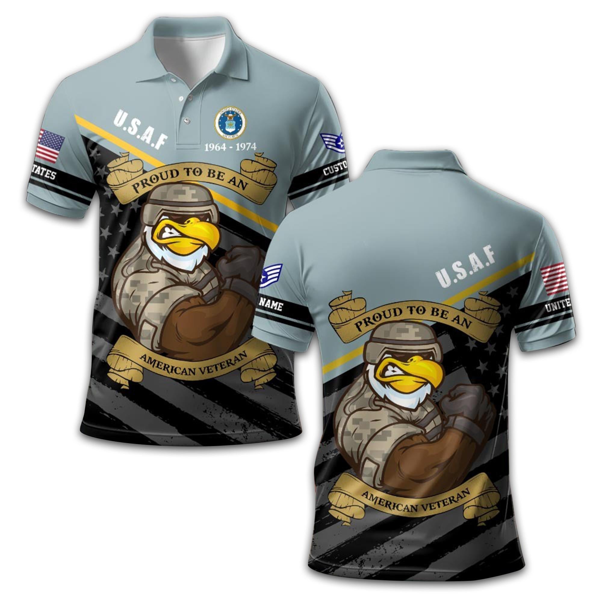 Unique Custom Name, Rank, USAF Polo Shirt VPVC209204, Gifts For Air Force Veteran, Gifts For Dad, For Husband, Best Gifts On Father's Day, Independence Day, Veterans Day.