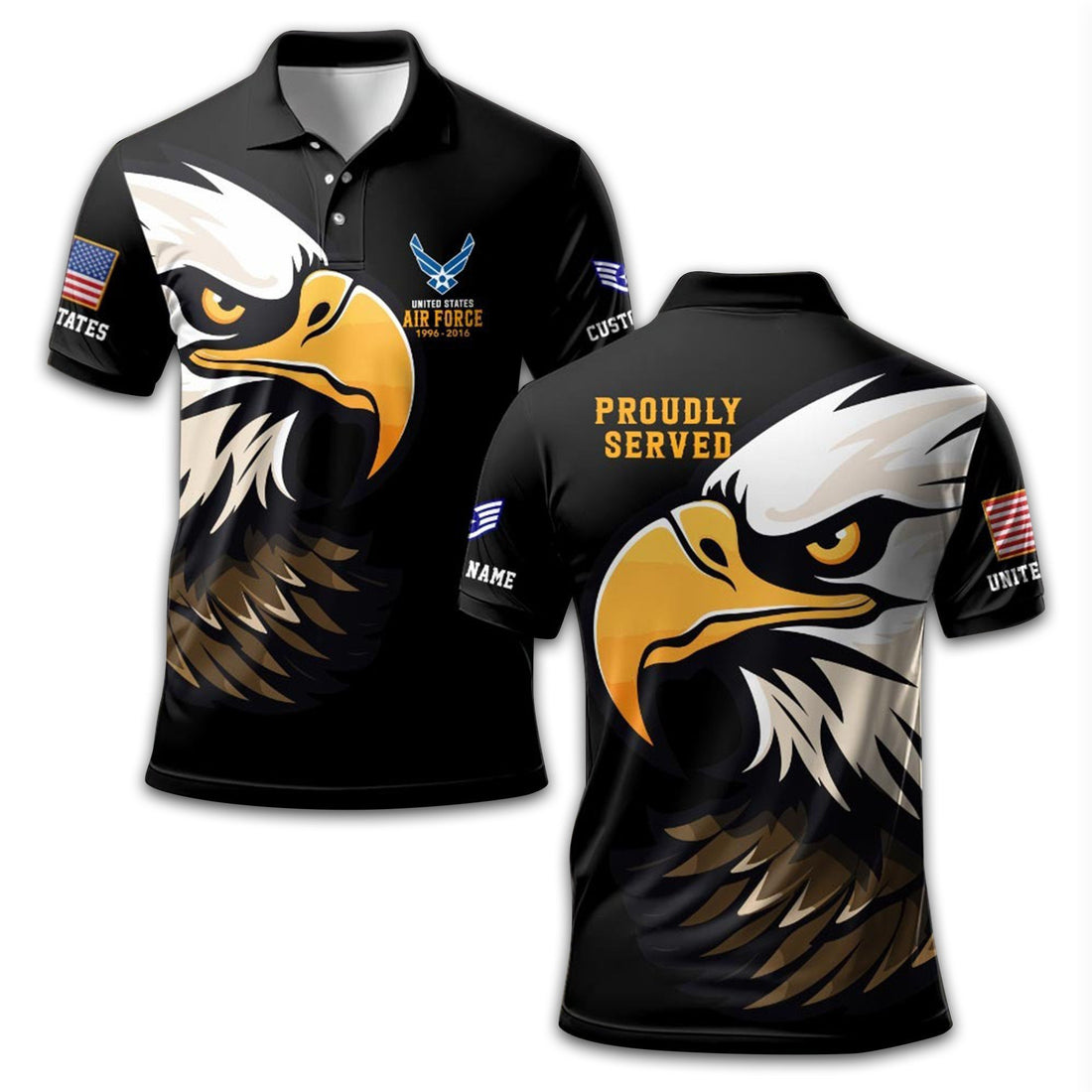 Premium Custom USAF Polo Shirt VPVC209304, Gifts For Air Force Veteran, Best Gifts On Father's Day, Armed Forces Day, Independence Day, Veterans Day.