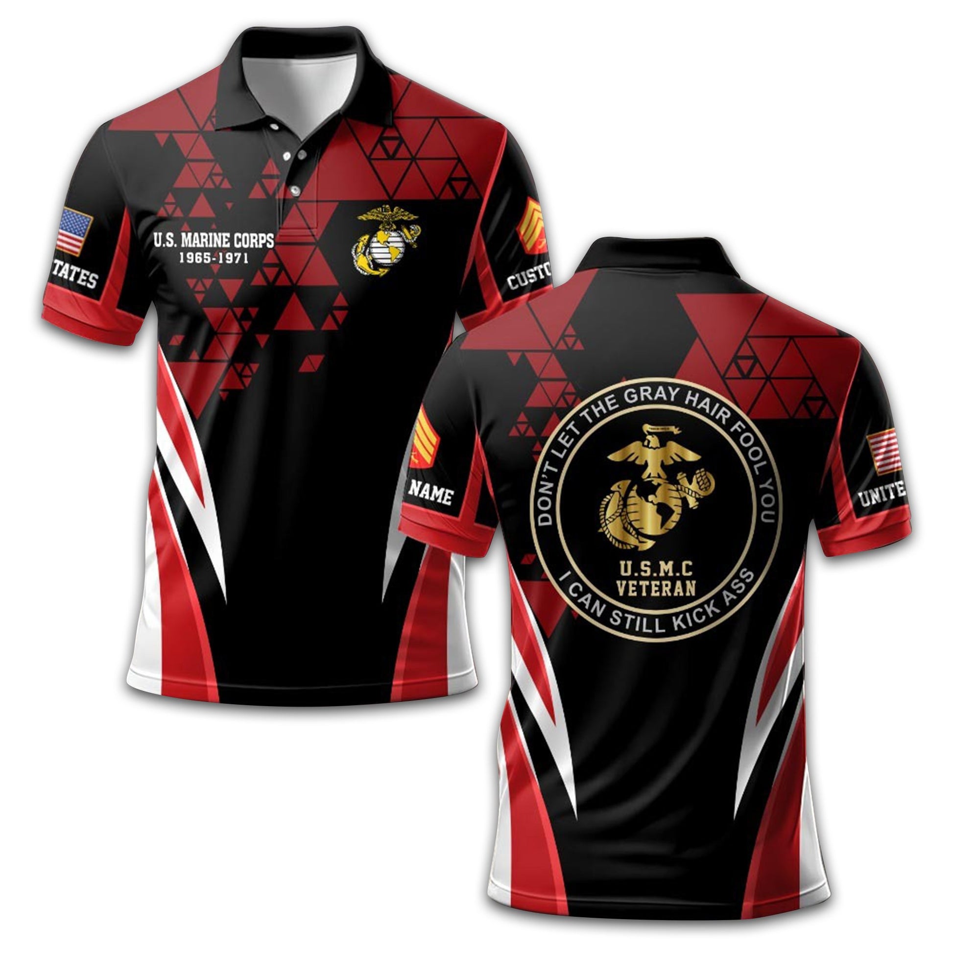 Premium USMC Polo Shirt VPVC209503, Custom Name, Rank, Year, Gifts For Marine Veteran, Best Gifts On Father's Day, Armed Forces Day, Independence Day, Veterans Day.