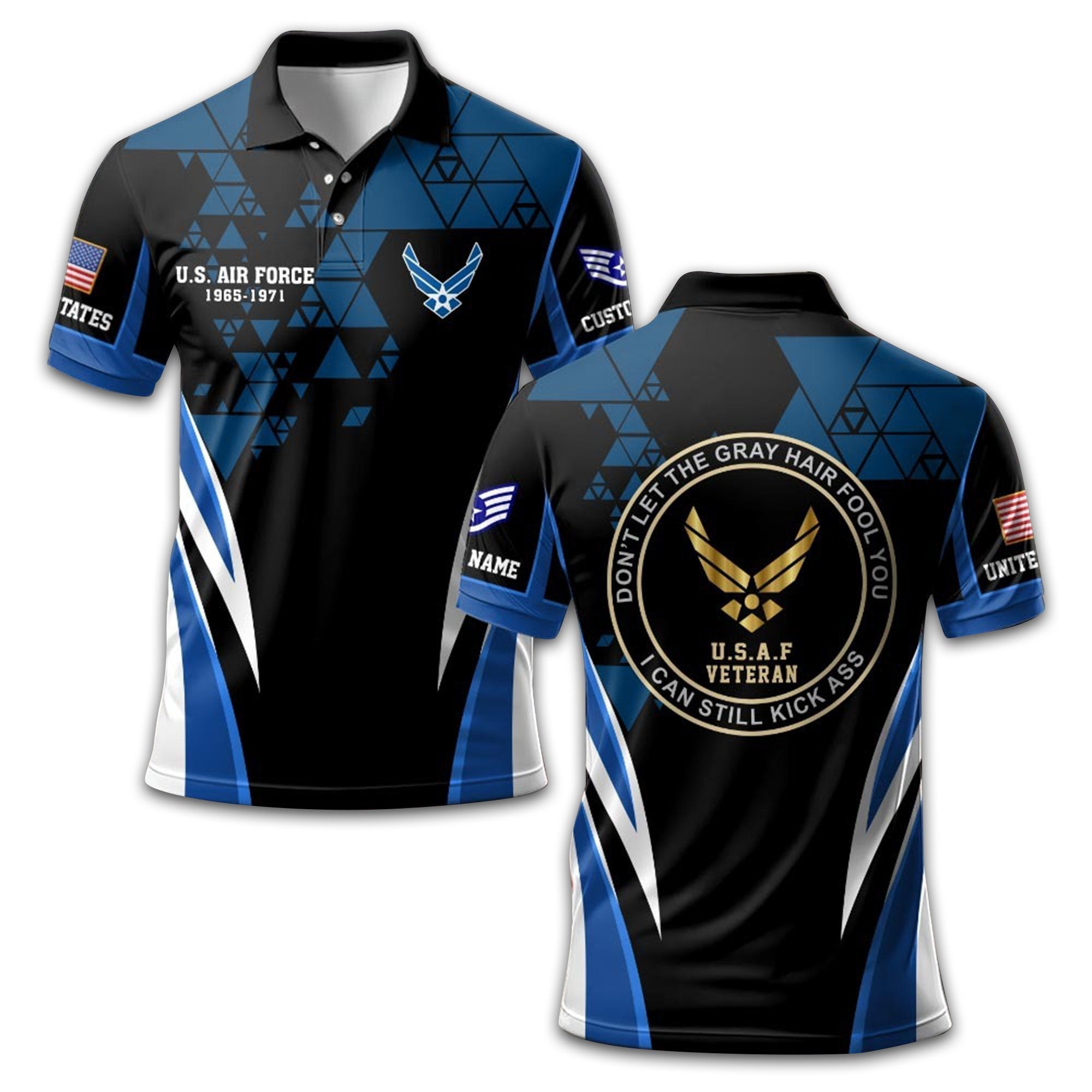 Premium USAF Polo Shirt VPVC209504, Custom Name, Rank, Year, Gifts For Air Force Veteran, Best Gifts On Father's Day, Armed Forces Day, Independence Day, Veterans Day.