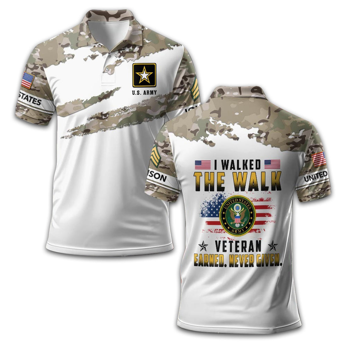 Premium Custom US Army Polo Shirt VPVC209801, Gifts For Army Veteran, Best Gifts On Father's Day, Armed Forces Day, Independence Day, Veterans Day.