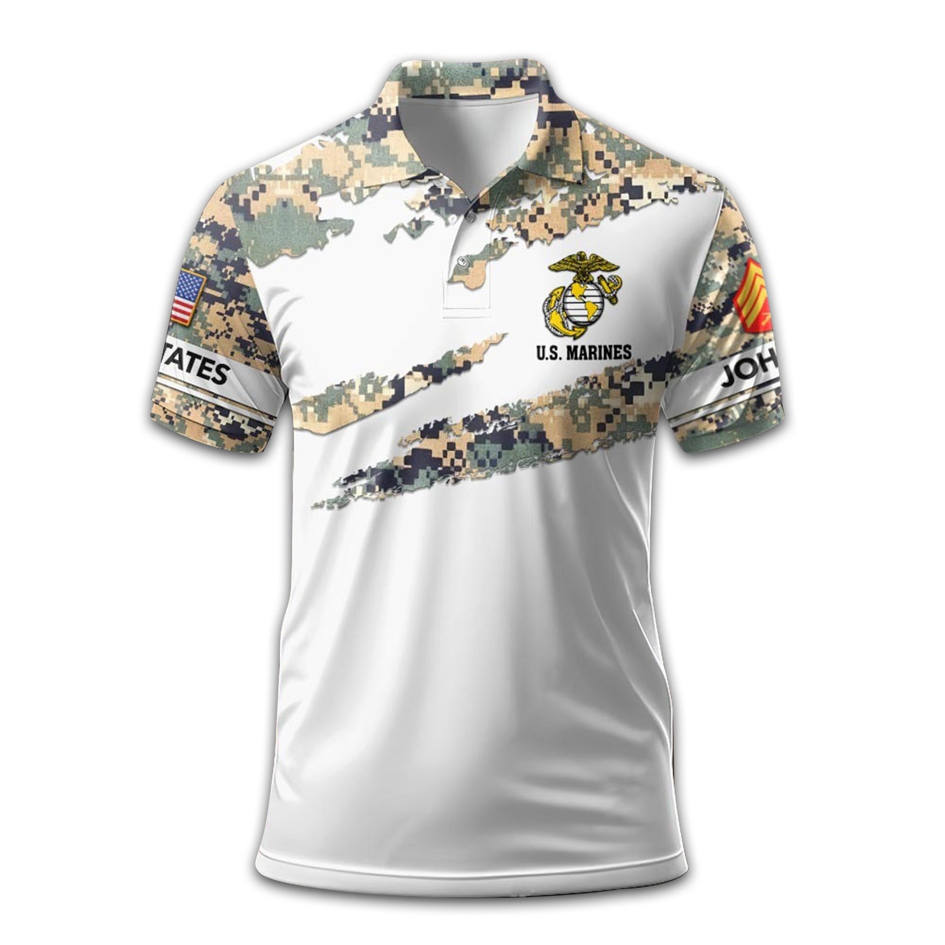 Premium Custom USMC Polo Shirt VPVC209803, Gifts For Marine Veteran, Best Gifts On Father's Day, Armed Forces Day, Independence Day, Veterans Day.
