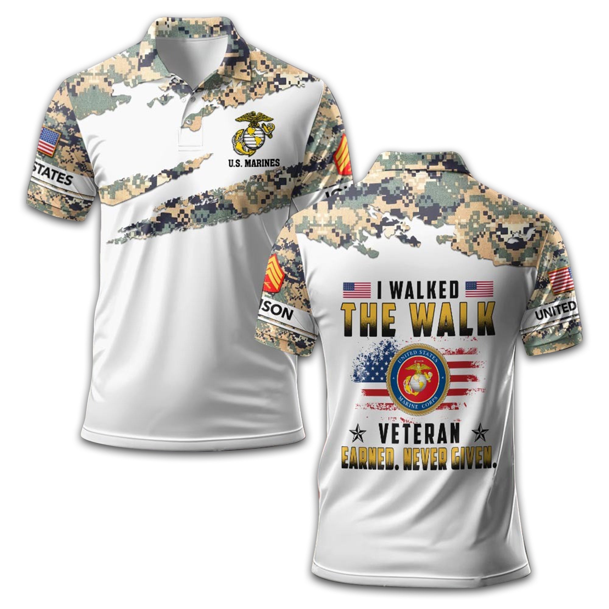 Premium Custom USMC Polo Shirt VPVC209803, Gifts For Marine Veteran, Best Gifts On Father's Day, Armed Forces Day, Independence Day, Veterans Day.