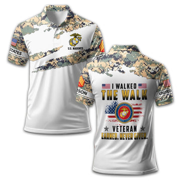 Premium Custom USMC Polo Shirt VPVC209803, Gifts For Marine Veteran, Best Gifts On Father's Day, Armed Forces Day, Independence Day, Veterans Day.