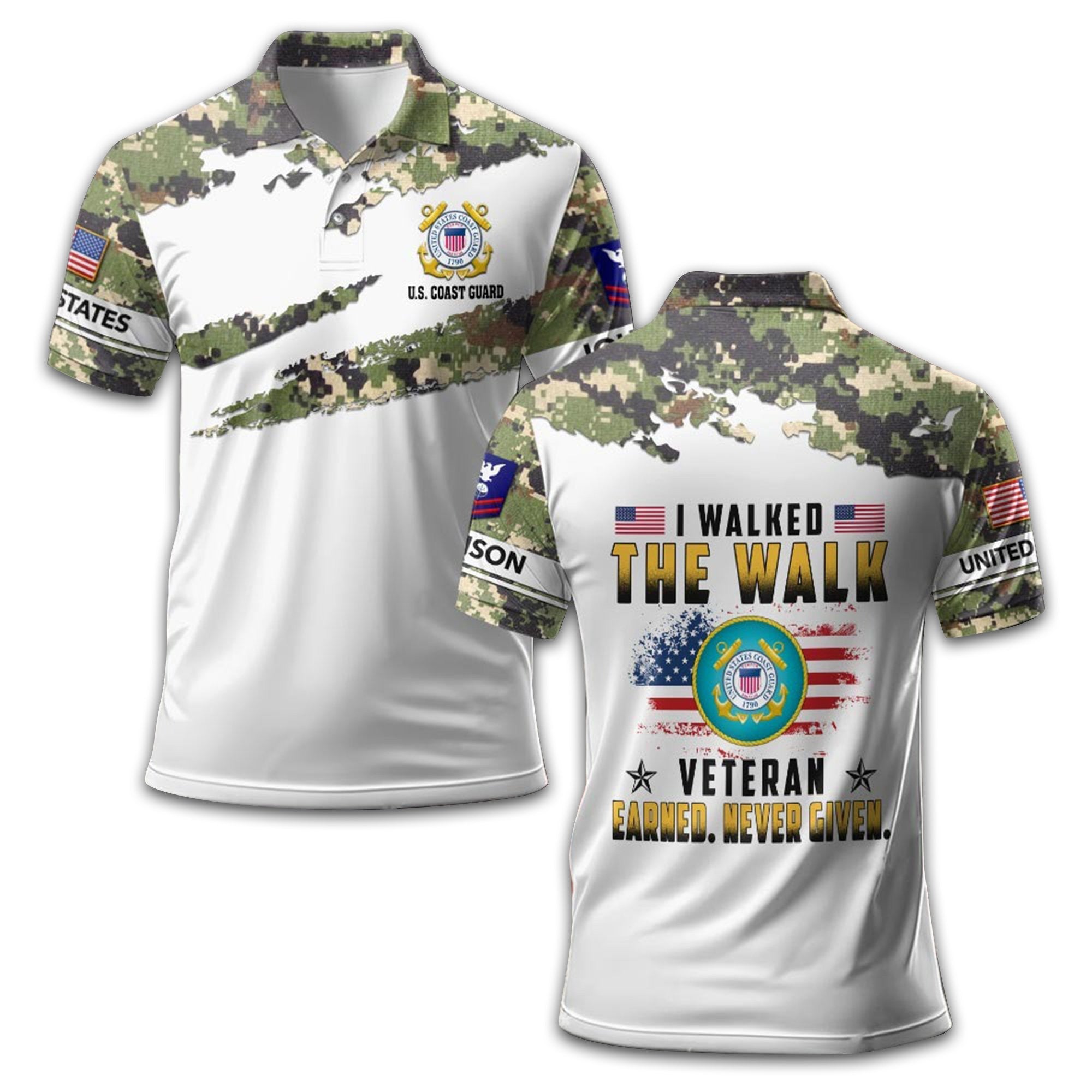 Premium Custom USCG Polo Shirt VPVC209805, Gifts For Coast Guard Veteran, Best Gifts On Father's Day, Armed Forces Day, Independence Day, Veterans Day.