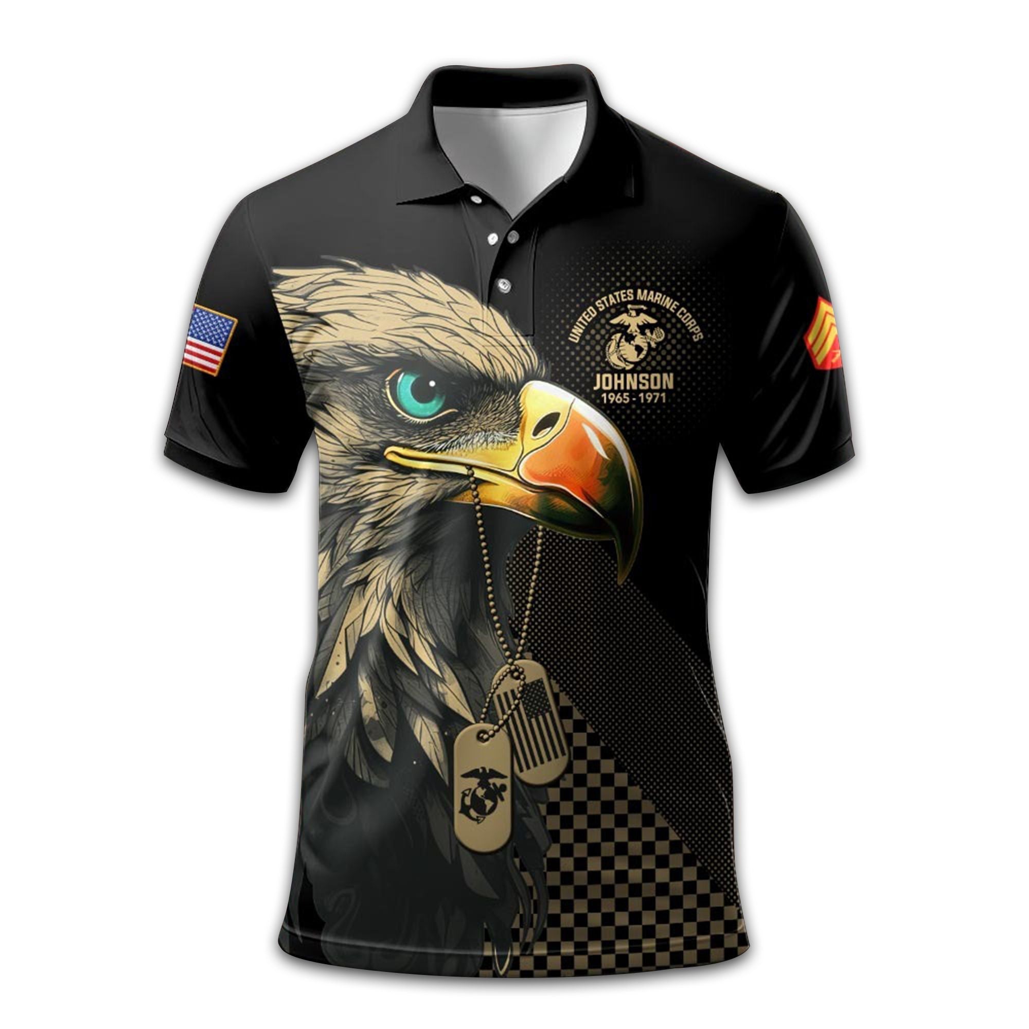 Premium USMC Polo Shirt VPVC210003, Custom Name, Rank, Year, Gifts For Marine Veteran, Best Gifts On Father's Day, Armed Forces Day, Independence Day, Veterans Day.