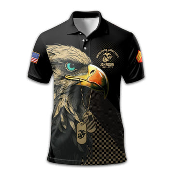 Premium USMC Polo Shirt VPVC210003, Custom Name, Rank, Year, Gifts For Marine Veteran, Best Gifts On Father's Day, Armed Forces Day, Independence Day, Veterans Day.