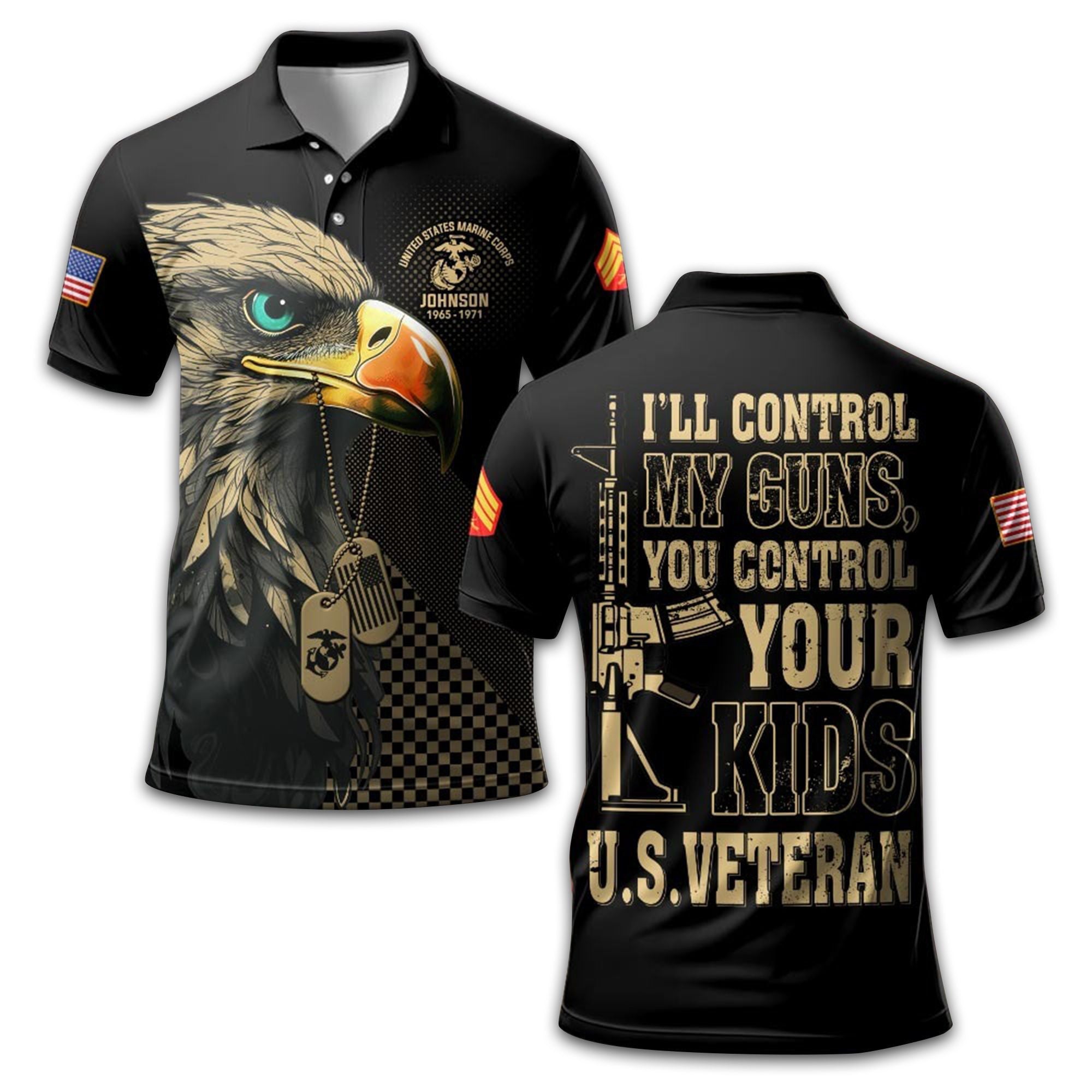Premium USMC Polo Shirt VPVC210003, Custom Name, Rank, Year, Gifts For Marine Veteran, Best Gifts On Father's Day, Armed Forces Day, Independence Day, Veterans Day.