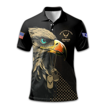 Premium USAF Polo Shirt VPVC210004, Custom Name, Rank, Year, Gifts For Air Force Veteran, Best Gifts On Father's Day, Armed Forces Day, Independence Day, Veterans Day.