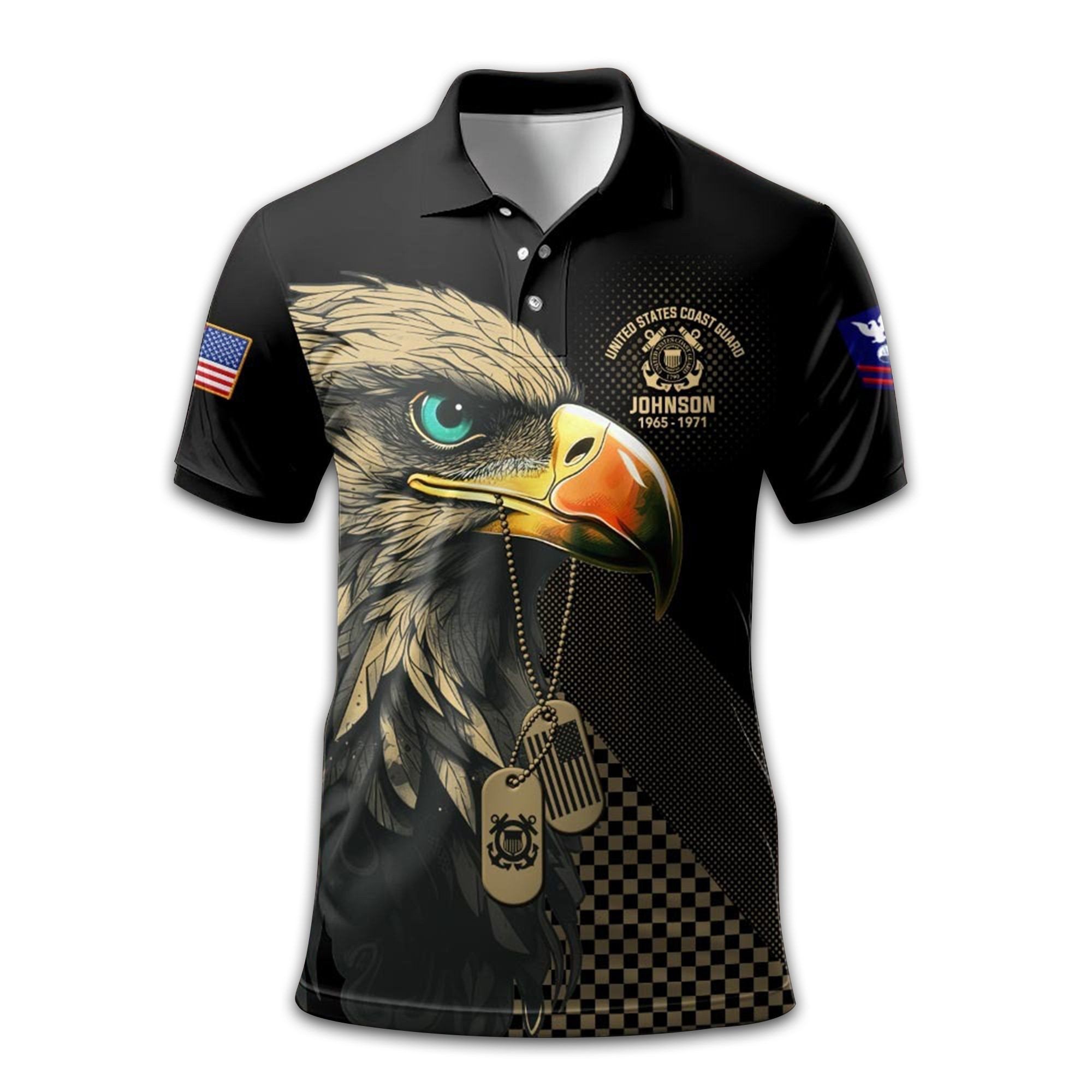 Premium USCG Polo Shirt VPVC210005, Custom Name, Rank, Year, Gifts For Coast Guard Veteran, Best Gifts On Father's Day, Armed Forces Day, Independence Day, Veterans Day.