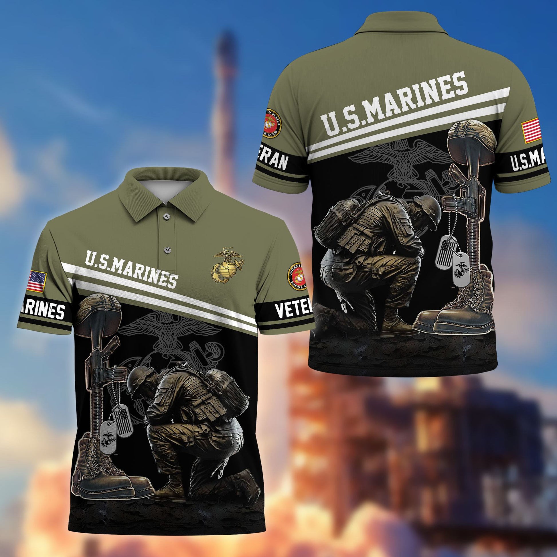 Premium US Veterans Polo Shirt BPHN240212, Gifts For US Veterans, Gifts On Father's Day, Independence Day, Armed Forces Day, Veterans Day.