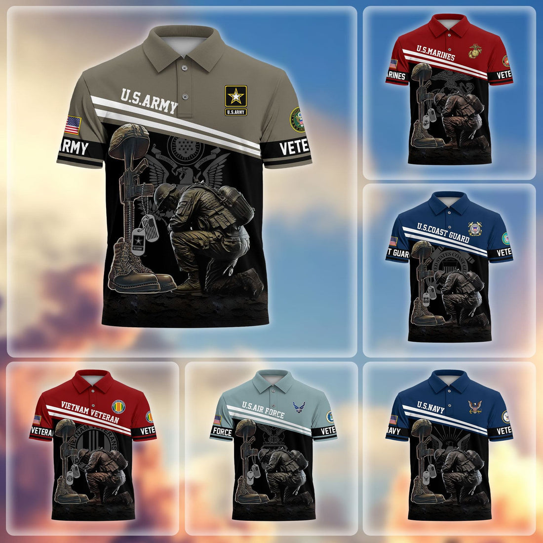 Premium US Veterans Polo Shirt BPHN240212, Gifts For US Veterans, Gifts On Father's Day, Independence Day, Armed Forces Day, Veterans Day.