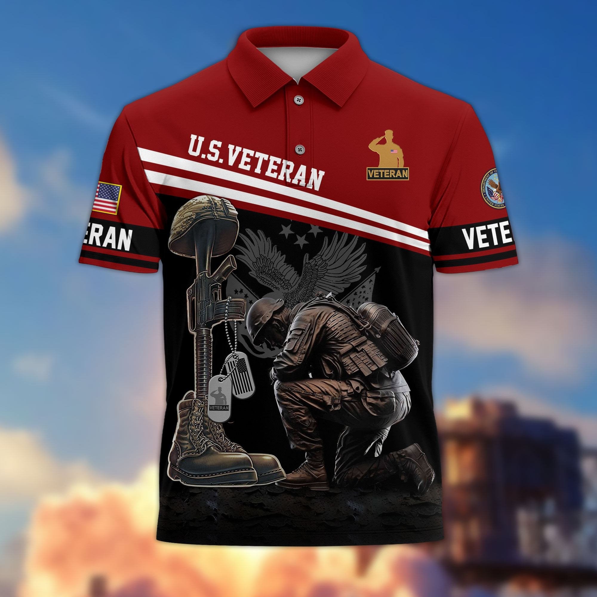 Premium US Veterans Polo Shirt BPHN240212, Gifts For US Veterans, Gifts On Father's Day, Independence Day, Armed Forces Day, Veterans Day.