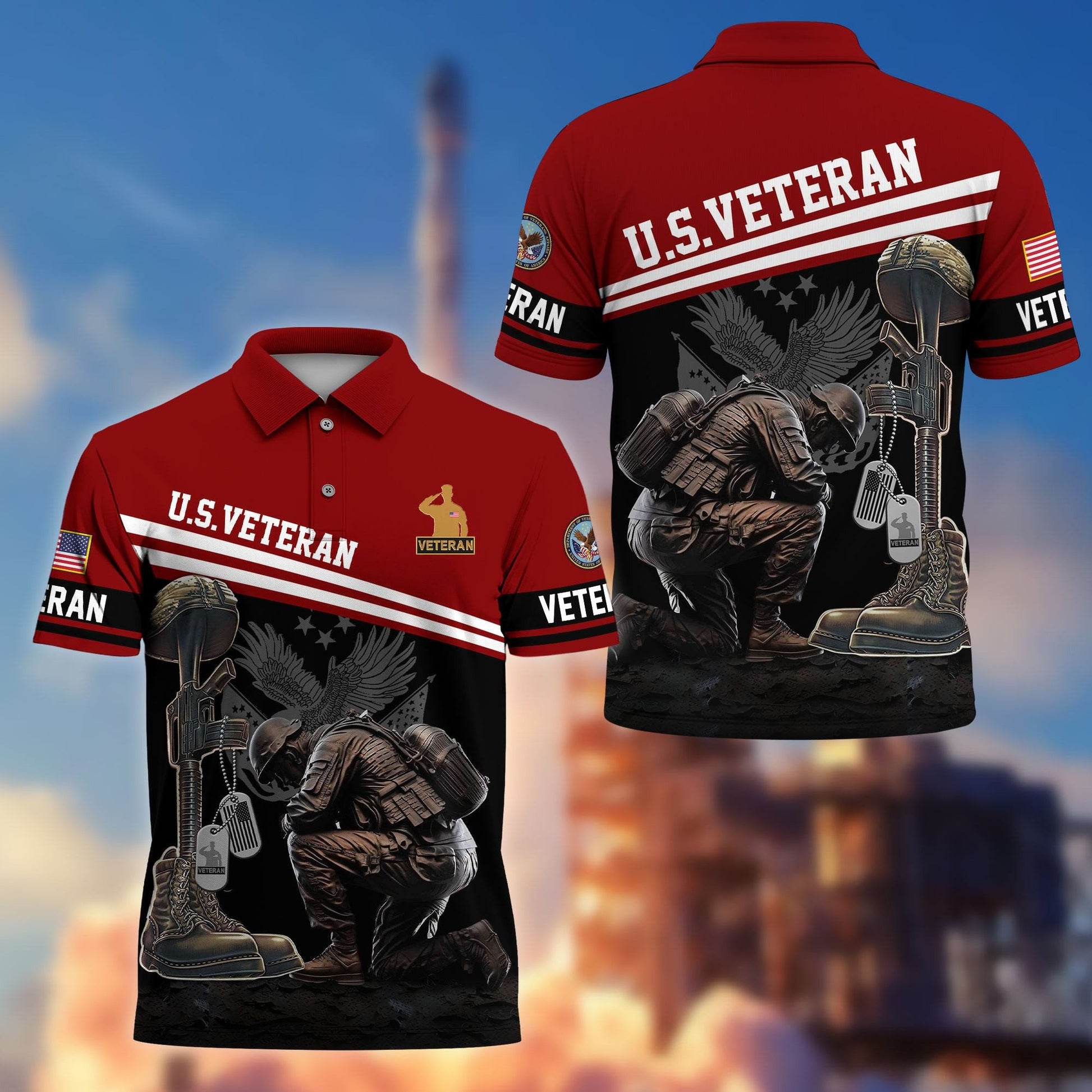 Premium US Veterans Polo Shirt BPHN240212, Gifts For US Veterans, Gifts On Father's Day, Independence Day, Armed Forces Day, Veterans Day.