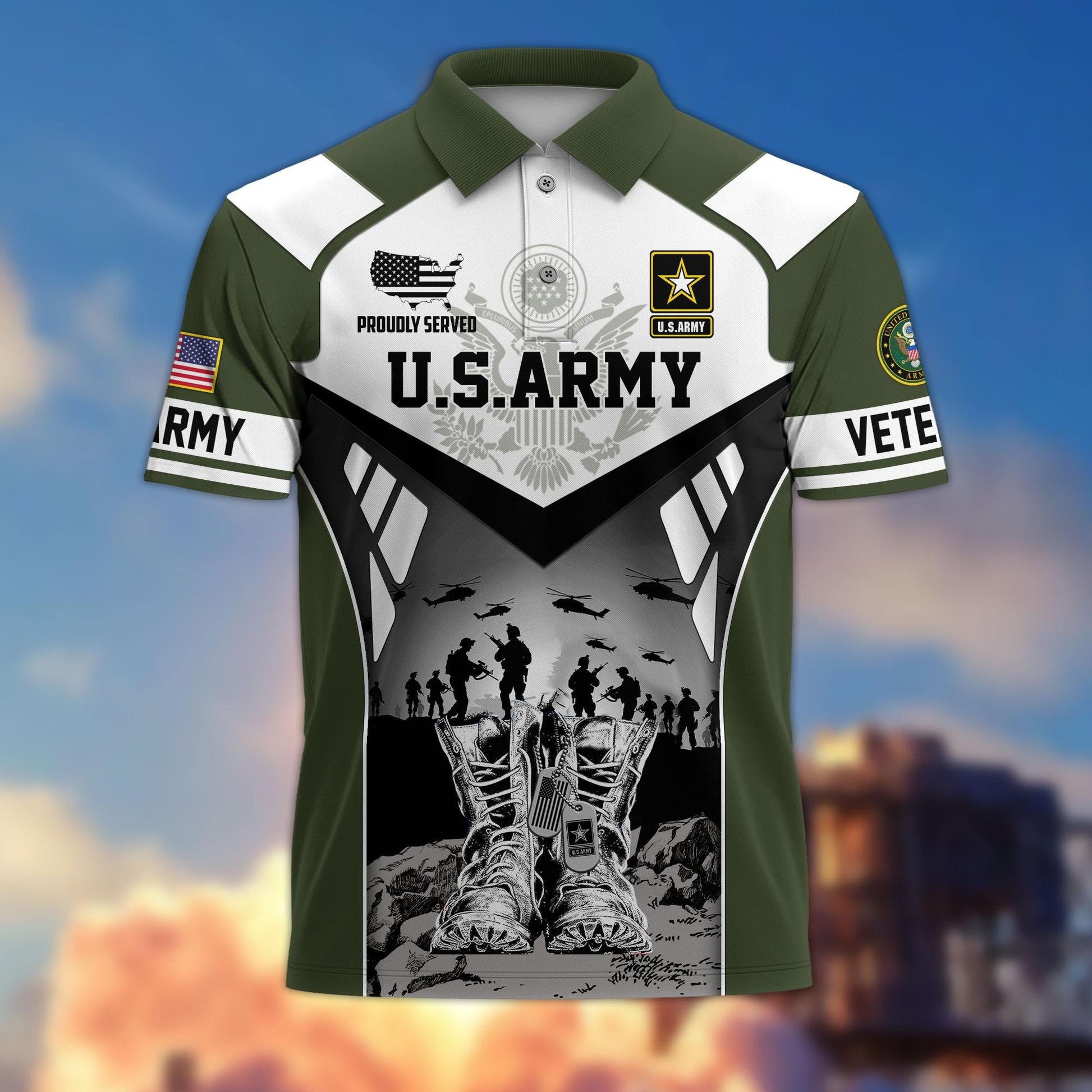 Premium US Veterans Polo Shirt BPHN240213, Gifts For US Veterans, Gifts On Father's Day, Independence Day, Armed Forces Day, Veterans Day.