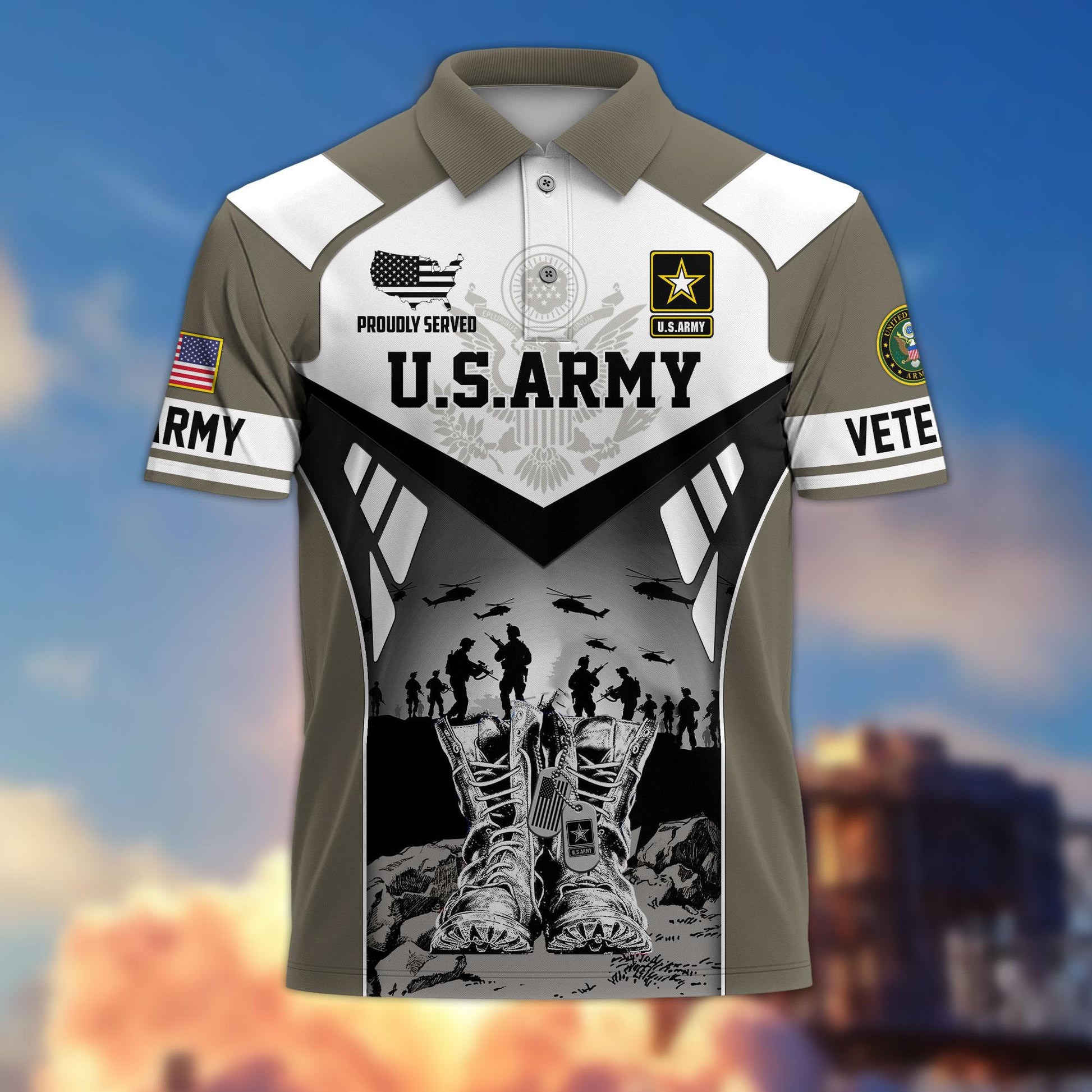 Premium US Veterans Polo Shirt BPHN240213, Gifts For US Veterans, Gifts On Father's Day, Independence Day, Armed Forces Day, Veterans Day.
